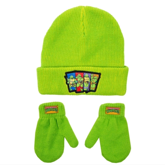 Teenage Mutant Ninja Turtles Licensed Toddler Knit Beanie Hat & Mitten Set - Picture 8 of 8